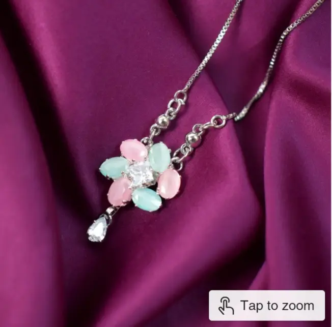 Delicate silver plated floral necklace