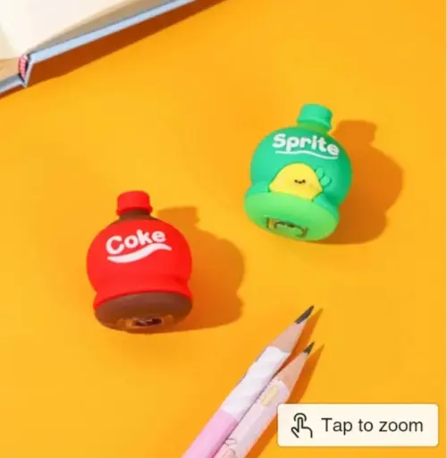 3D cold drink shape rubber pencil sharpener